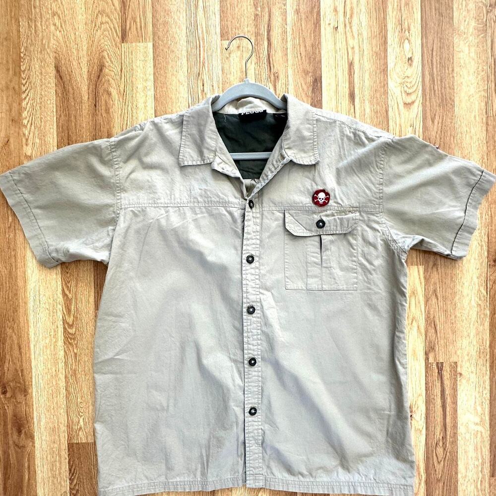 Plugg Men's Beige Cotton Button Up Shirt